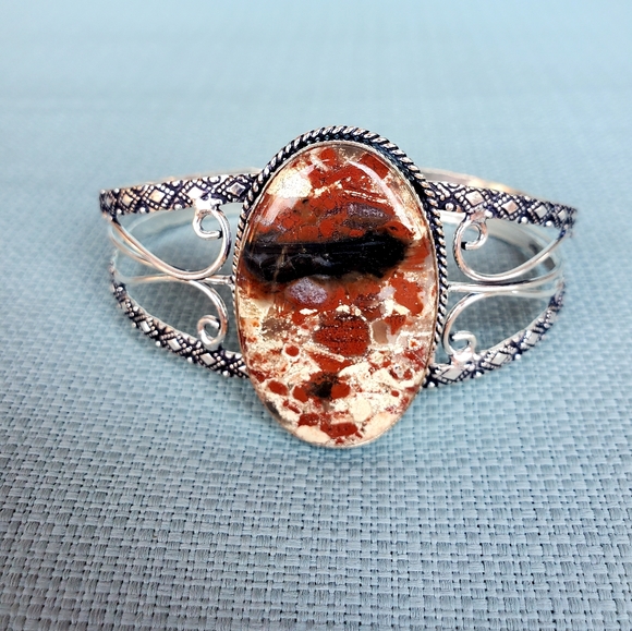 New Jasper 925 Silver Cuff Bracelet. - Picture 8 of 15